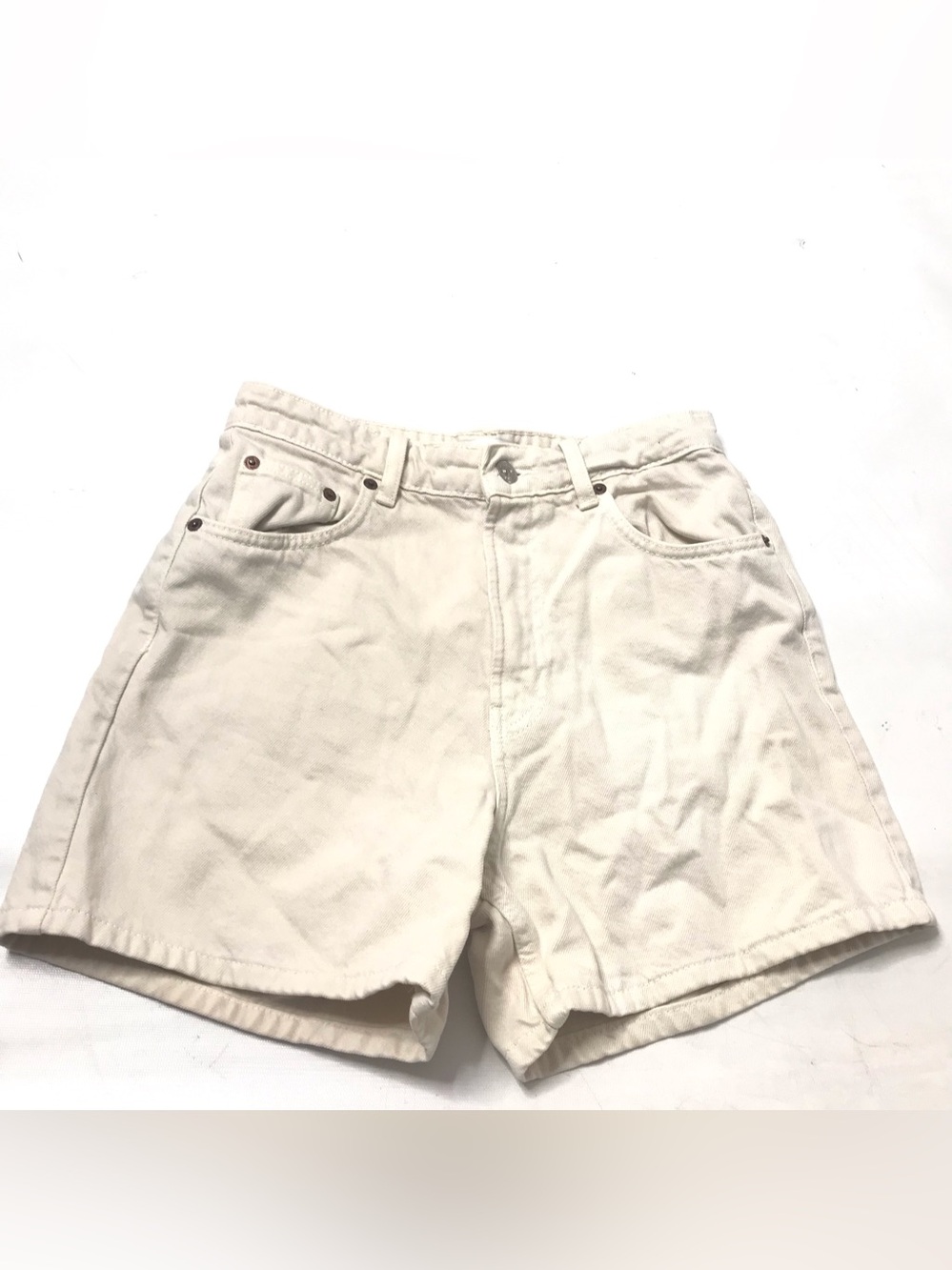 Zara Shorts Women's 4 High Waist Ivory Denim 5 Pocket Jean Short Cream Cotton